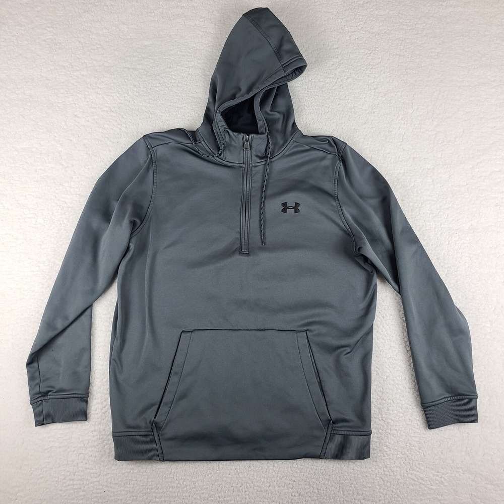Under Armour Hoodie Mens Large Gray Loose Coldgear 1/4 Zip Sweater Activewear